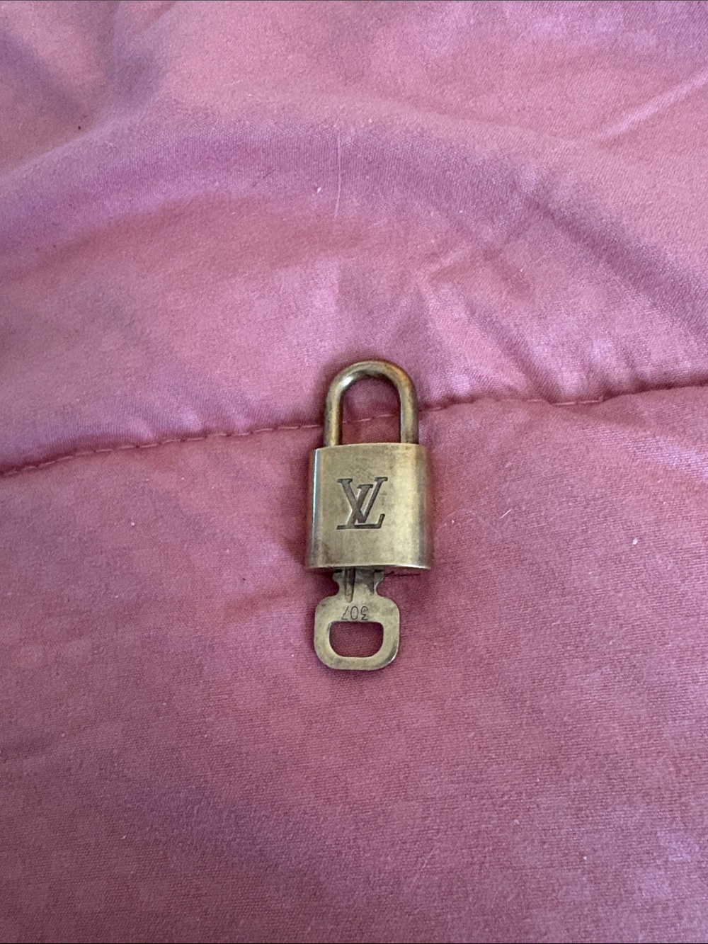 Louis Vuitton Gold Brass Padlock and Key #307